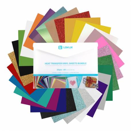 LOKLIK Pack Vinilo texttil 27 colores (30.5 cm x 30.5 cm) + teflón